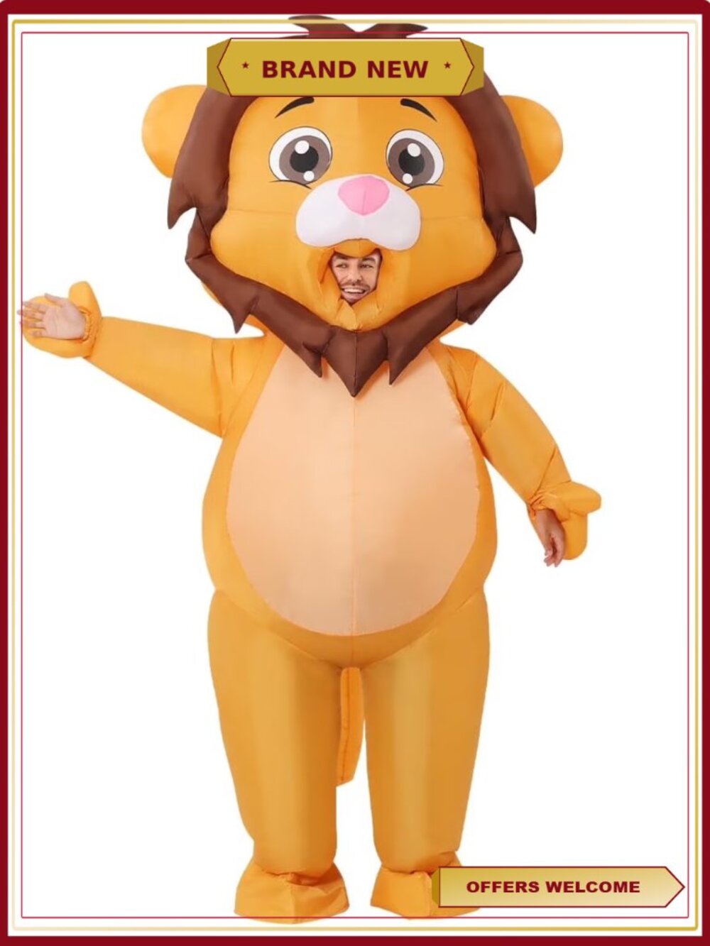 72 Inch Inflatable Lion Costume Adult Full Body Halloween Cosplay